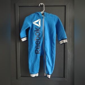Reebok Bright Blue Hooded Kids One-Piece Fleece Romper